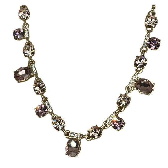 Givenchy Gold Tone Necklace Luxury Crystal Frontal Style Trendy Designer Chic - Picture 8 of 15